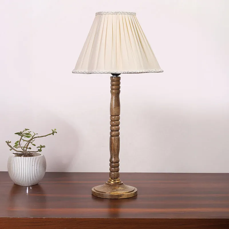 Circle Light Table Lamp With Wooden Base - White,Brown media 3