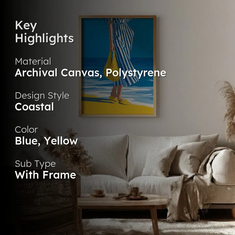 Shoreline Canvas Wall Painting - Brown Frame media 2
