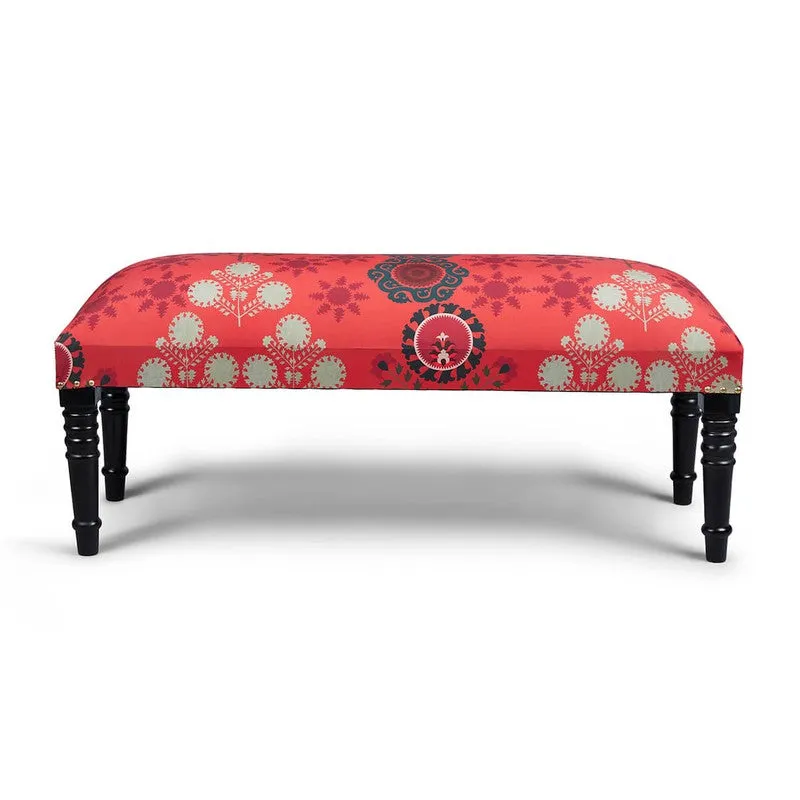 India Circus Sheesham Wood Raceme Rosettes Wooden Bench media 3