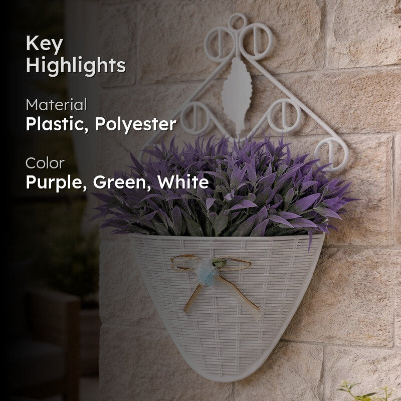 Vistara Artificial Flower With Wall Pot(Purple) - Set Of Two media 2