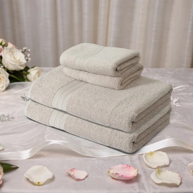PlushAura Cotton Towel Sets (Beige) - Set of Four media 3