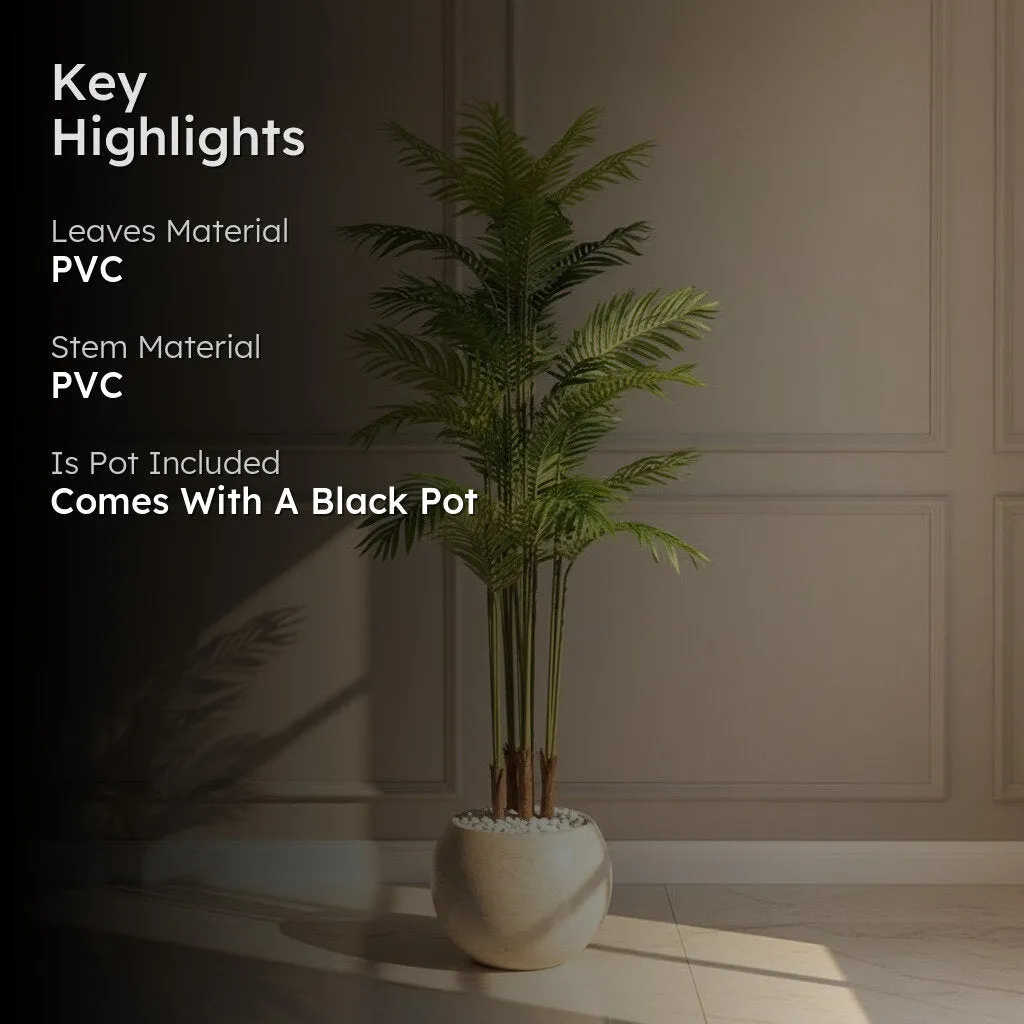 Artificial Palm Plant With Black Fiber Pot - 5.9 Feet - 2