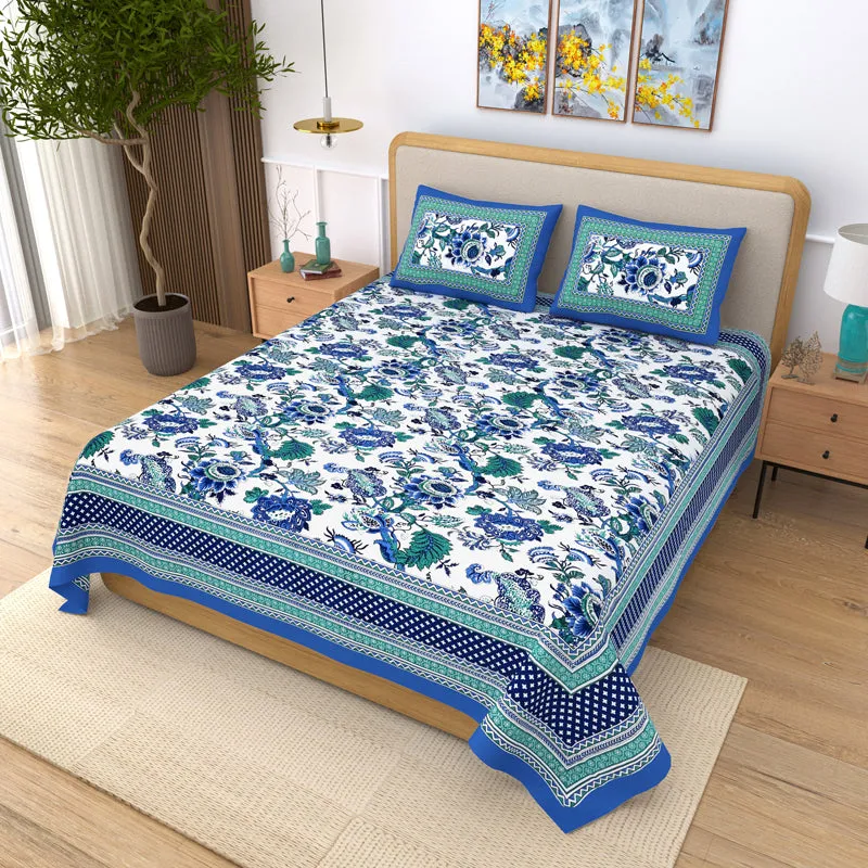 Dreamy Azure Cotton Bedsheet - 144 TC media 3