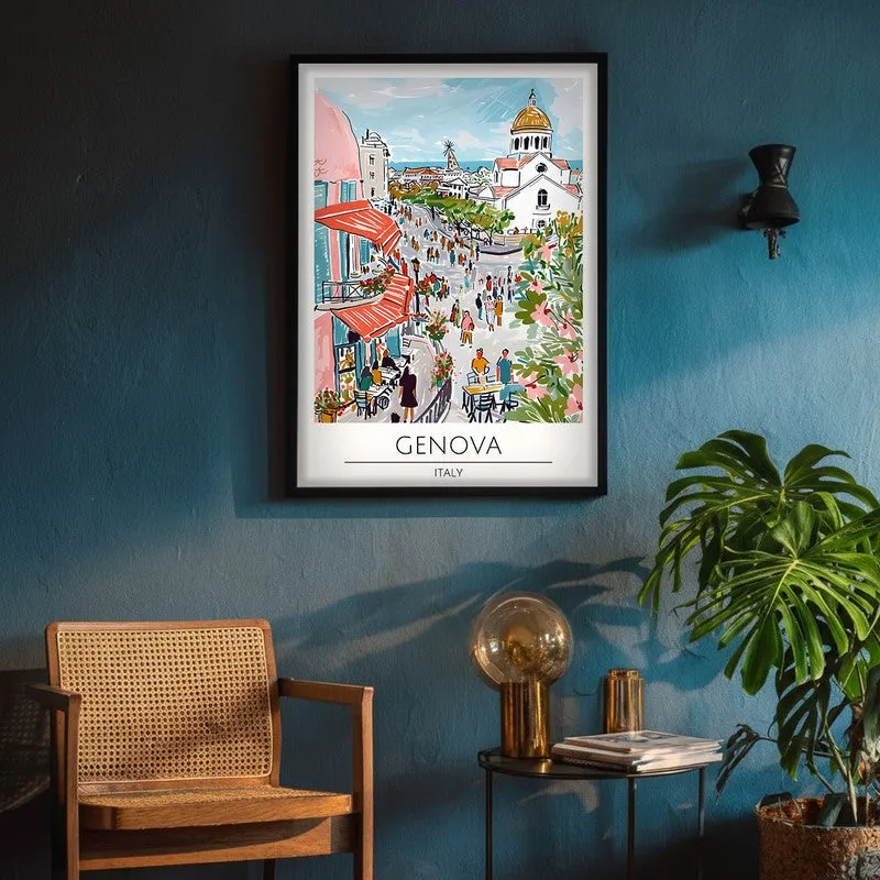 Vintage Genoa Framed Canvas Wall Painting media 4