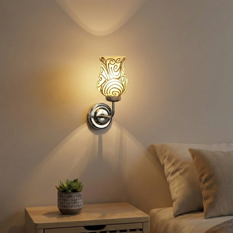 MosaicBloom Golden Swirl Glass Wall Lamp