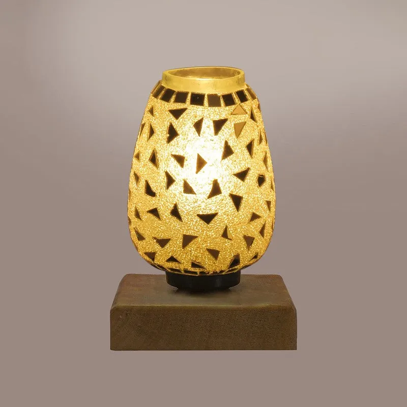 Mosaicelle Mosaic Glass Table Lamp With Wooden Base - Silver media 8