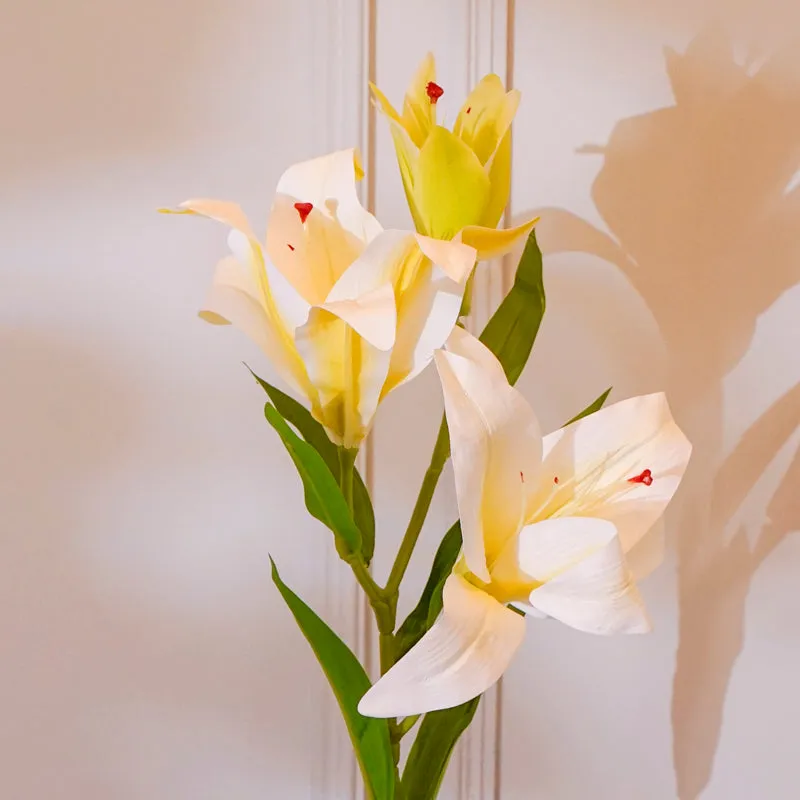 Faux Orienpet Lily Flower Stick (Cream) - 24 CM media 4