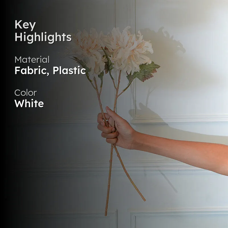 Faux White Chrysanthemum Flower Stick (20 CM) - Set Of Two media 2