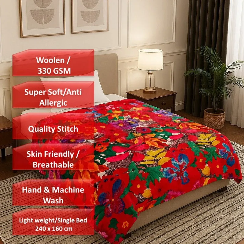 Bloomaura Floral Woolen Blanket (Multicolor) - 330 GSM media 7