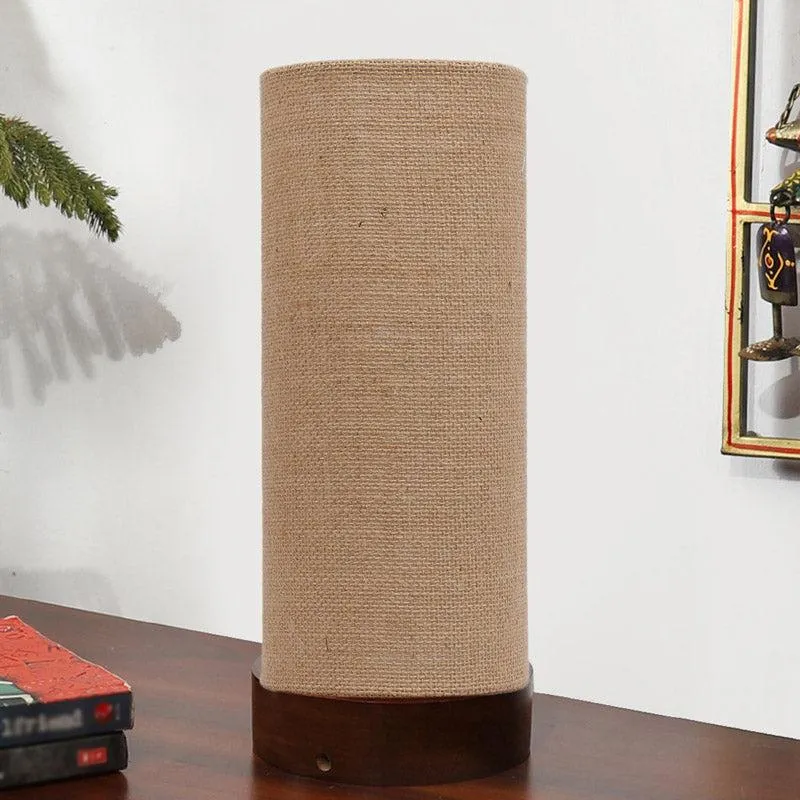 Jaala Tower Wooden Table Lamp With Jute Shade - Brown,Beige media 3