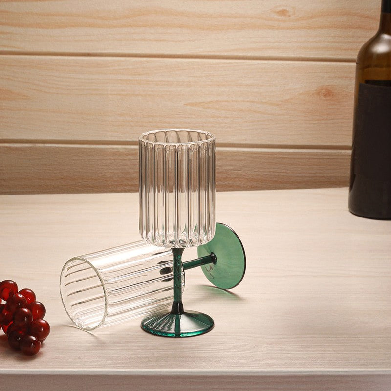 Teal Ripple Wine Glasses (220 mL) - Set Of Two media 3