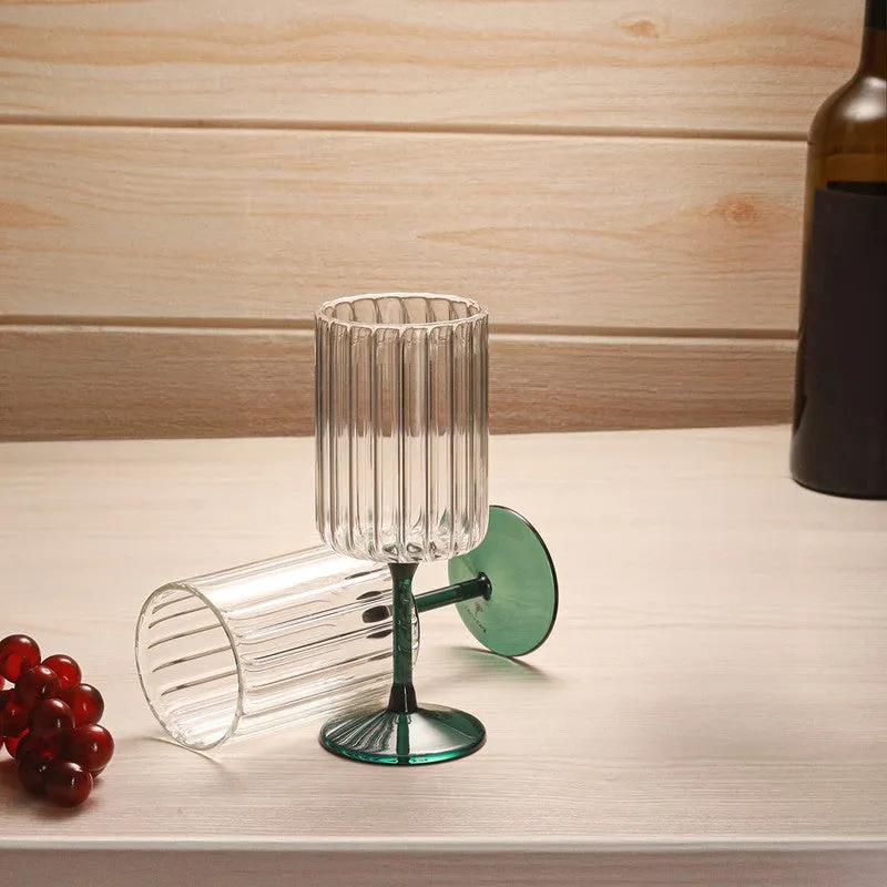 Teal Ripple Wine Glasses (220 mL) - Set Of Two - 3