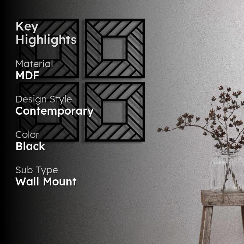 Rictor Geometric Square MDF Wall Accent - Set of Four media 2