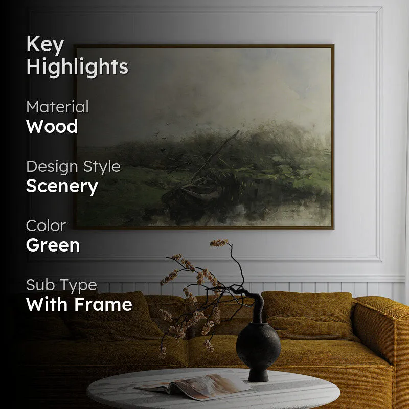 Misty Lakeside Wood Wall Art With Frame - Black media 2