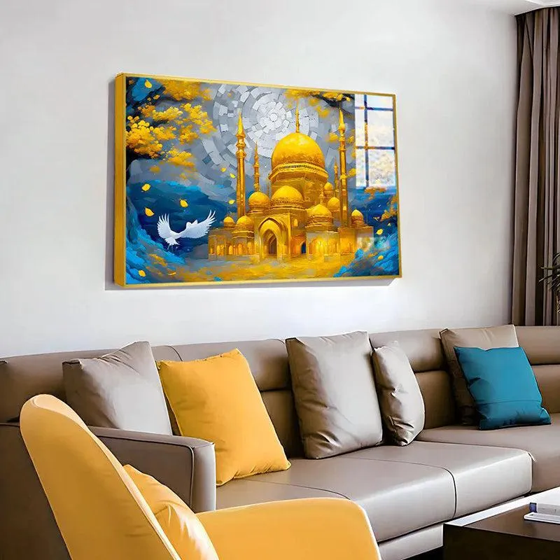 Palatial Aurum Modern Canvas Wall Art With Frame - Gold media 4