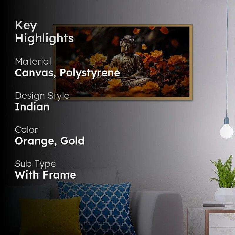 Sadaa Shanti Buddha Canvas Wall Painting With Frame media 2