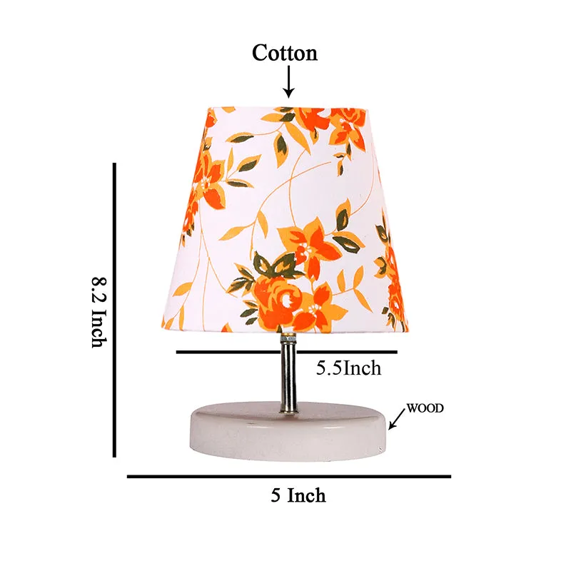 Vero Ibis flora Fabric Table Lamp - White,Orange media 4