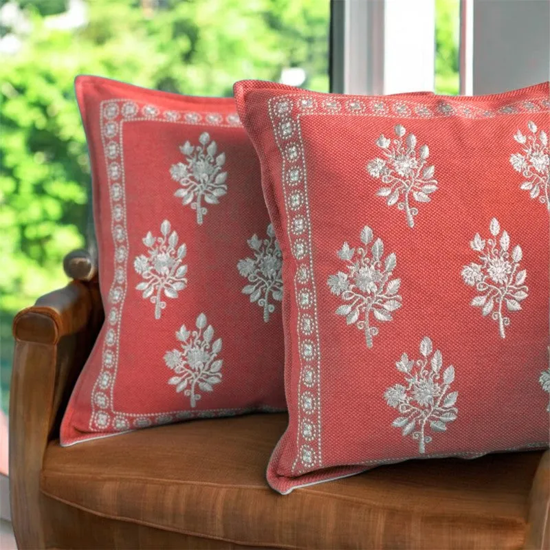 Blossoms Embroidered cushion cover media 6