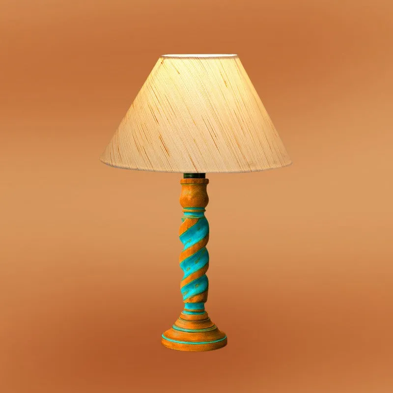 Elara Aura Wooden Table Lamp - OffWhite media 6