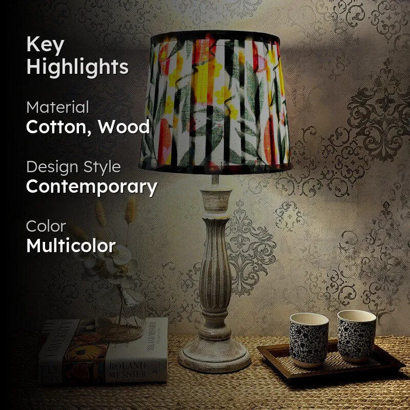 Palette Bloom Wooden Base Cotton Table Lamp - Multicolor media 2