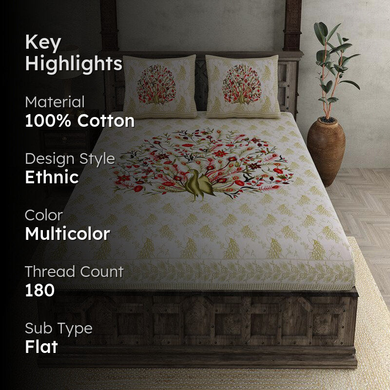 Navil Ethnic Cotton Bedsheet (Multicolor) - 180 TC media 2