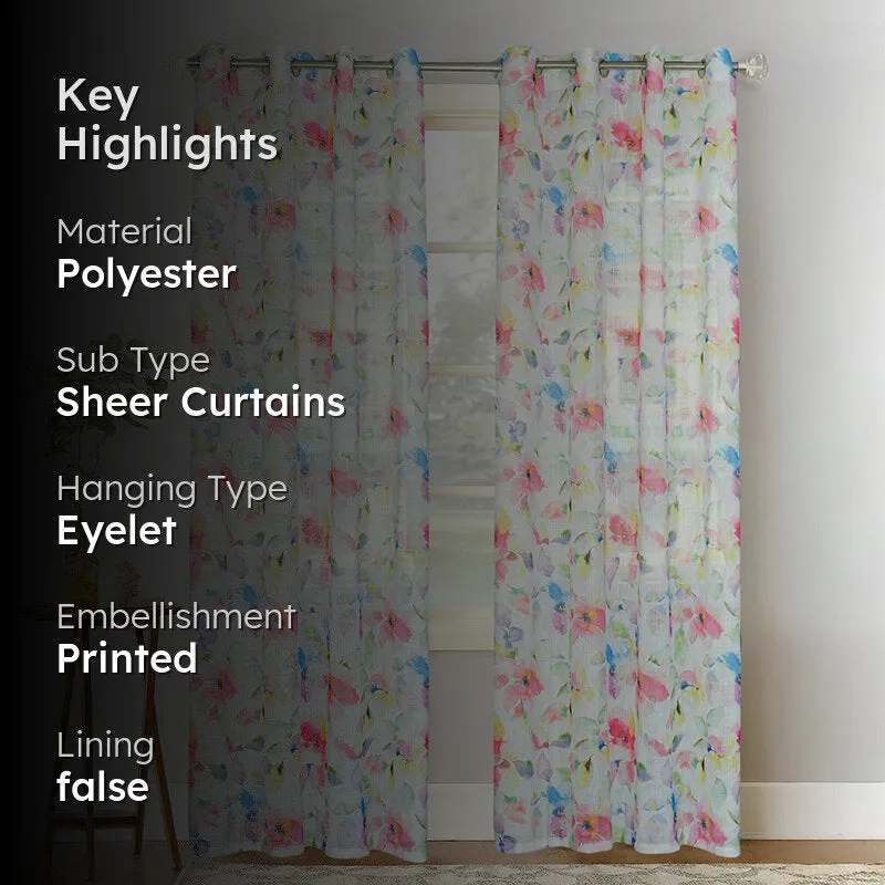 Serline Linen Texture Sheer Curtain - Set Of Two media 2