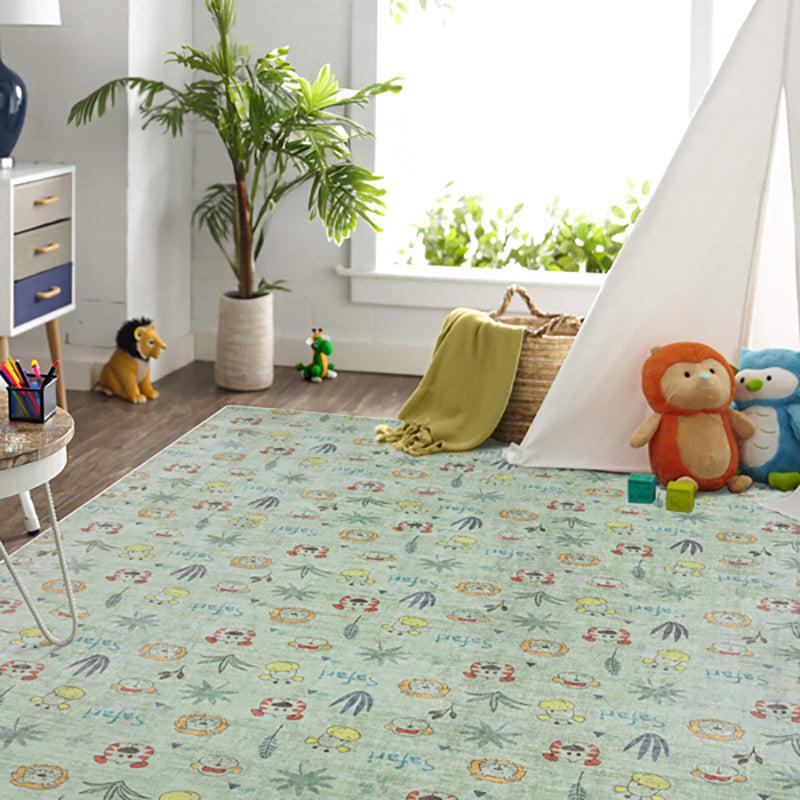 Doodle Zoo Kids Polyester Anti-Skid Carpet - Green media 3