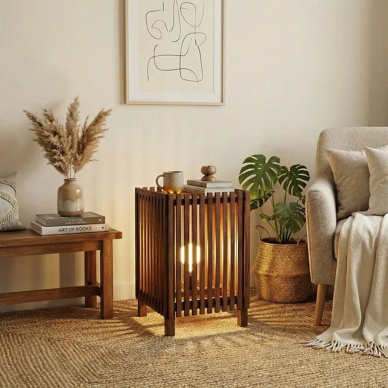 GeoCage Wooden Floor Lamp - Brown media 3