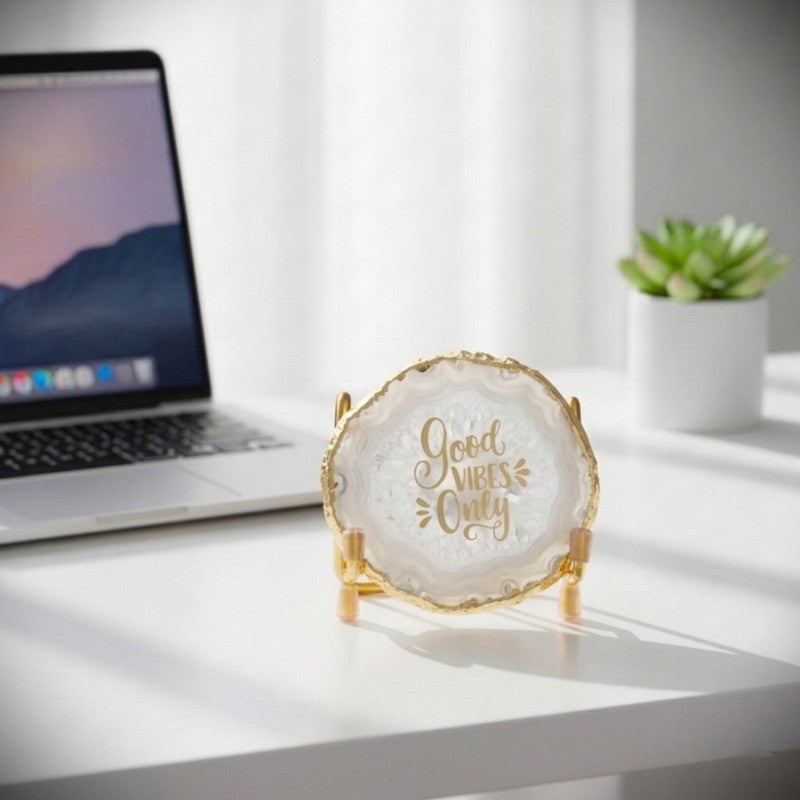 Good Vibes Agate Showpiece - White media 3