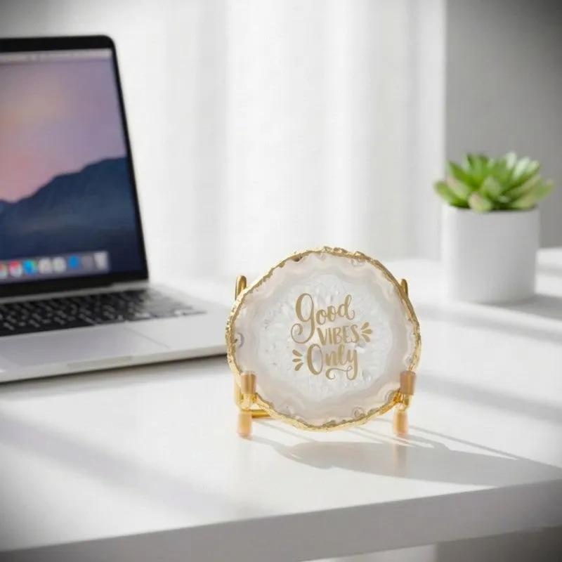 Good Vibes Agate Showpiece - White media 3