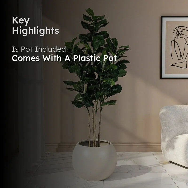 Leafelle Artificial Fiddle Fig With Black Plastic Pot - 6 Feet - 2