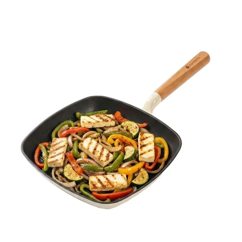 Cumin Co Enamel Cast Iron Grill Pan - White media 3