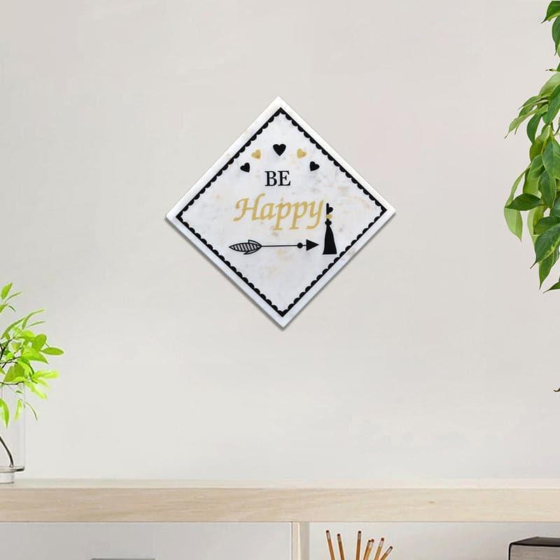 Happy Be Happy Printed Marble Wall Accent