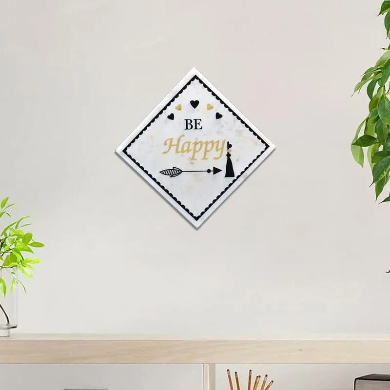 Happy Be Happy Printed Marble Wall Accent media 1
