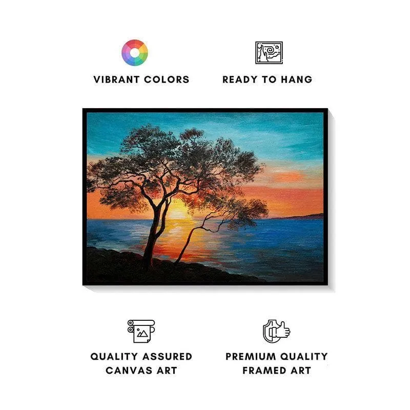 Nature Sunset Canvas Wall Painting - Black Frame media 4
