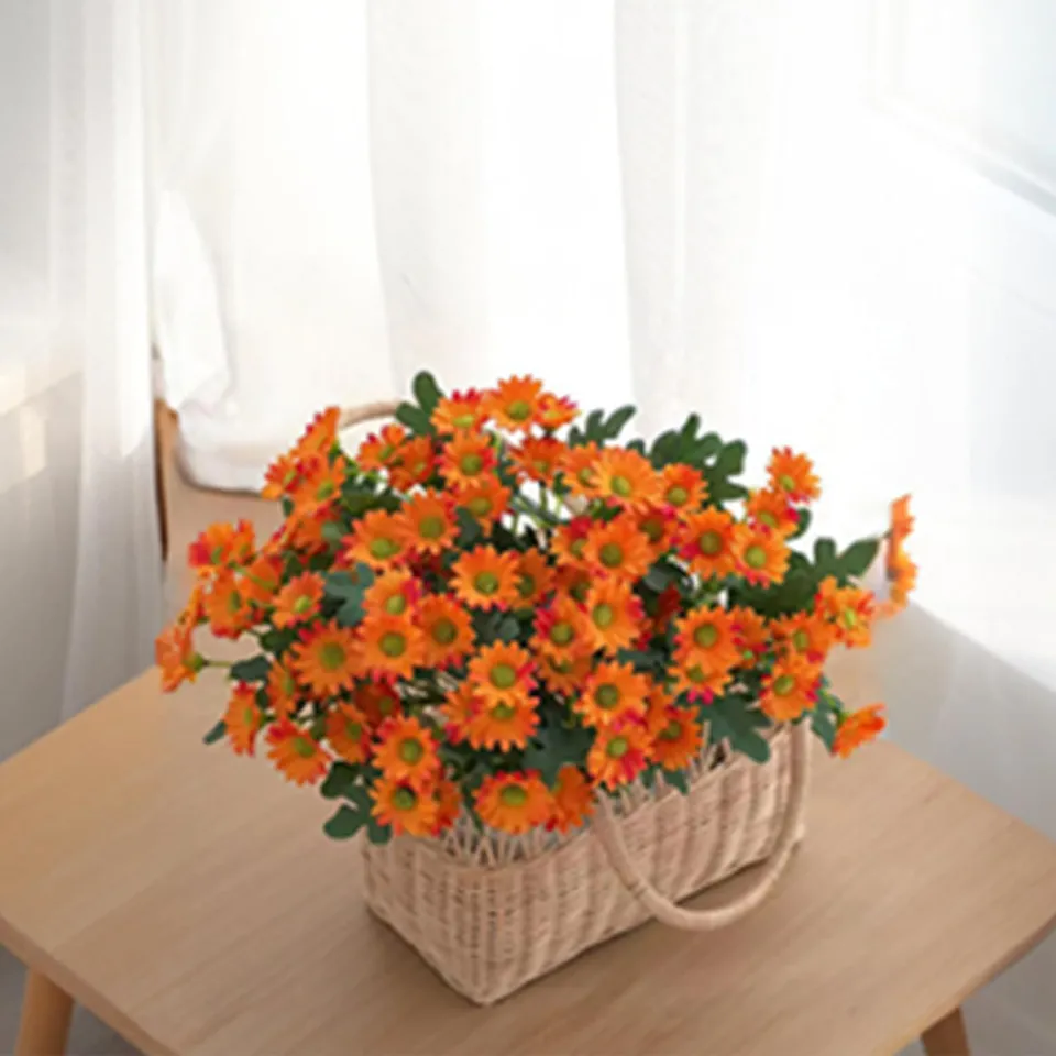 Azure Daisy Artificial Flower (Orange) - Set of Two media 7