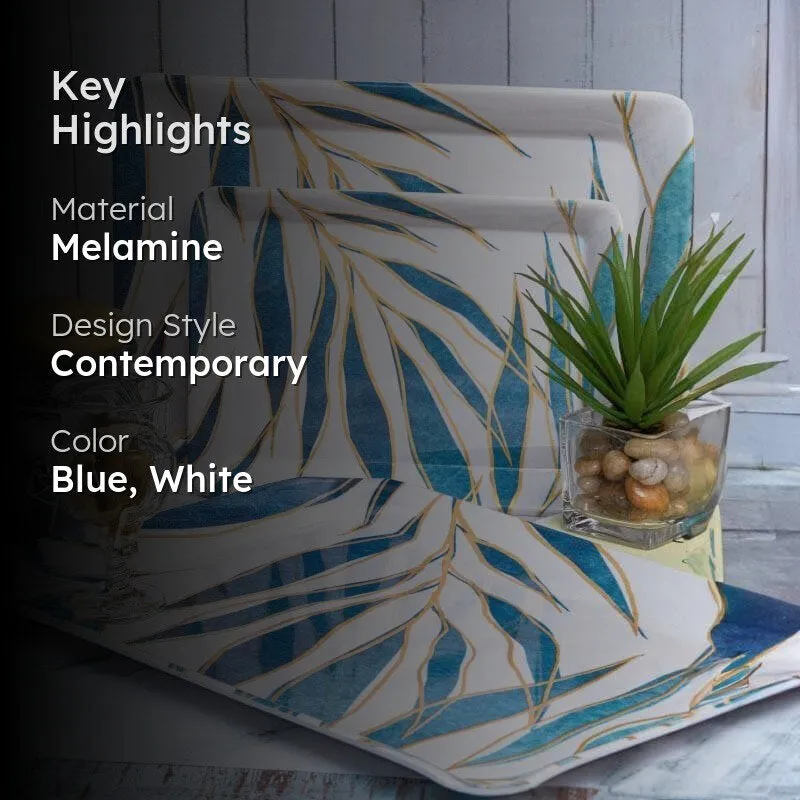 Neela Patti Blue Melamine Serving Tray Set of 3 media 2