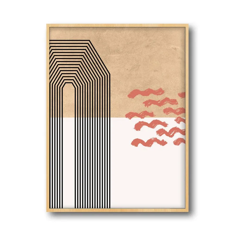 Earthbound Geometry Canvas Wall Painting With Brown Frame media 3