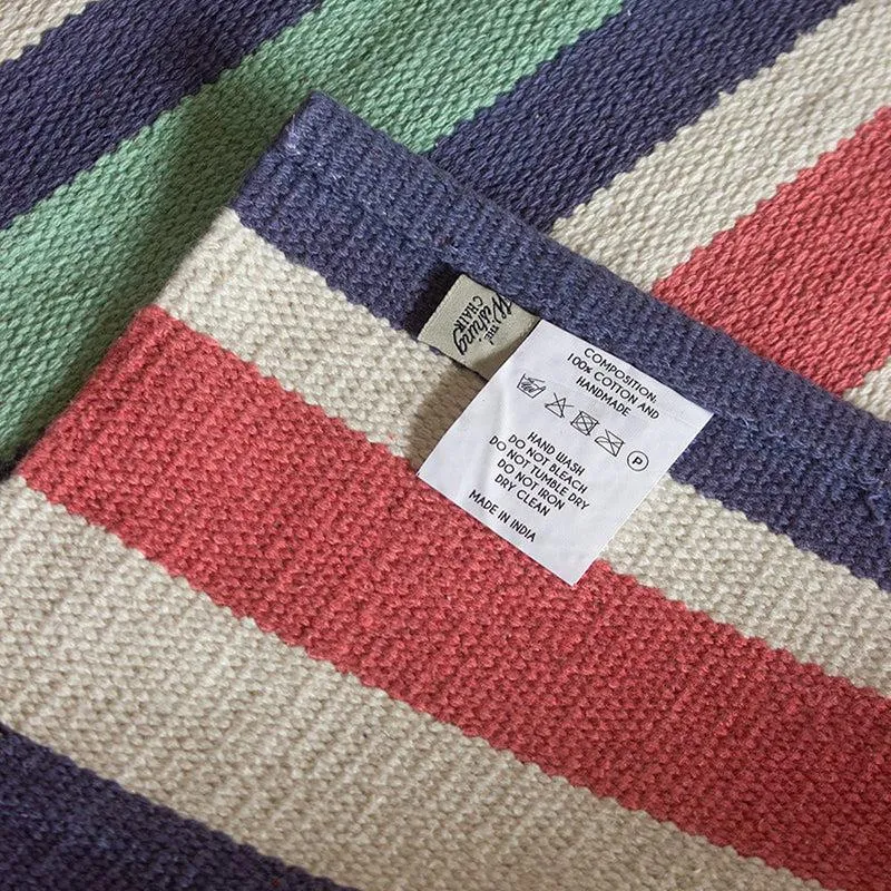 Sea Breeze Stripes Woven Bedside Cotton Rug media 6