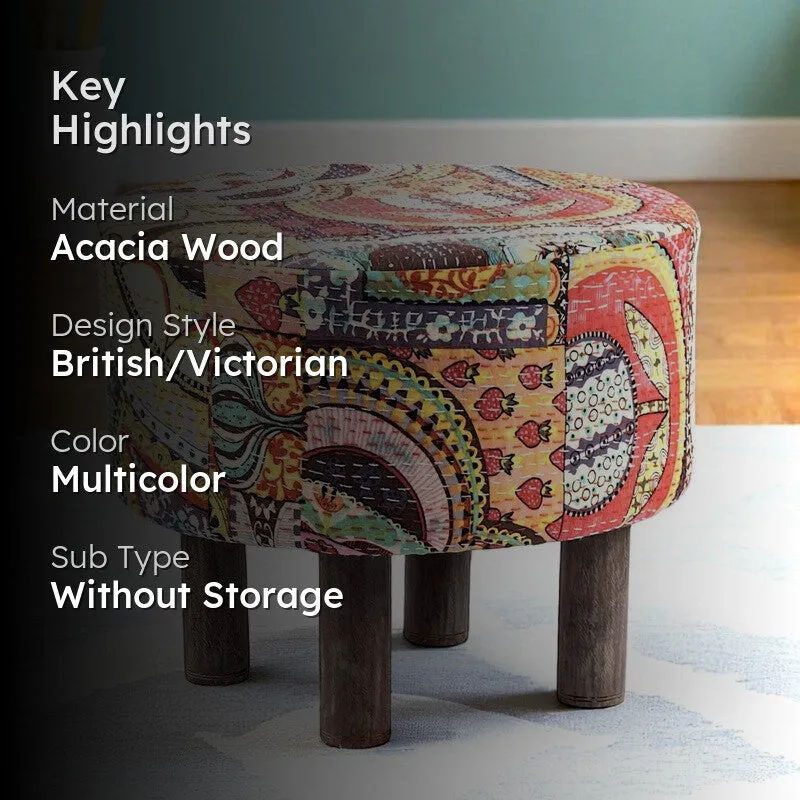 Qverix Acacia Wooden Ottomans - Multicolor media 2