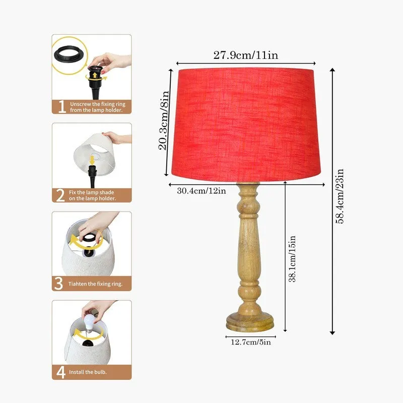 GlowWhisper Soft Light Wooden Table Lamp - Red media 7