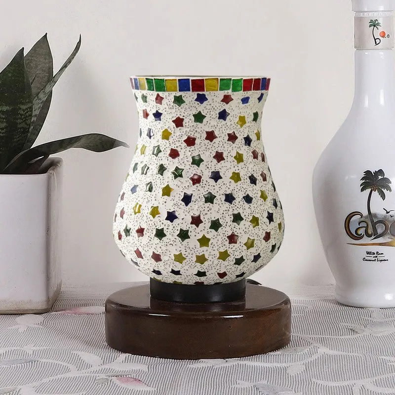 Prismia Mosaic Glass Table Lamp With Wooden Base - Multicolor media 4