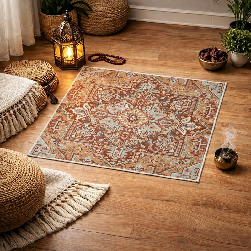 Mehrab Royal Prayer Mat (Brown,Yellow) - 550 GSM