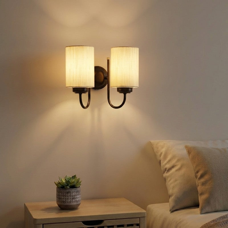 Elyra Duo Ivory Cotton Wall Lamp - White