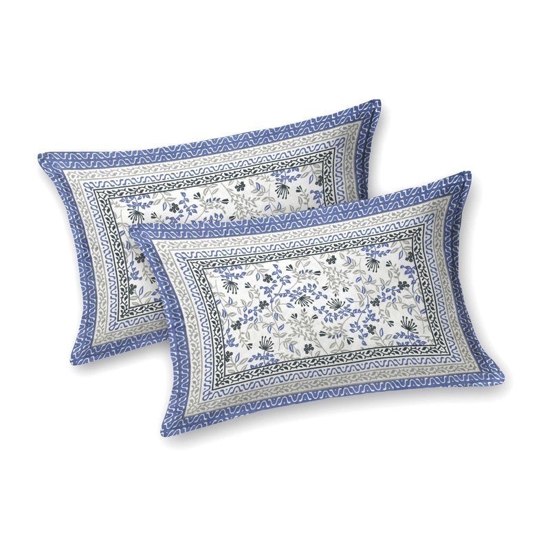 Aurava Cotton Bedsheet (Blue,Grey) - 240 TC media 4