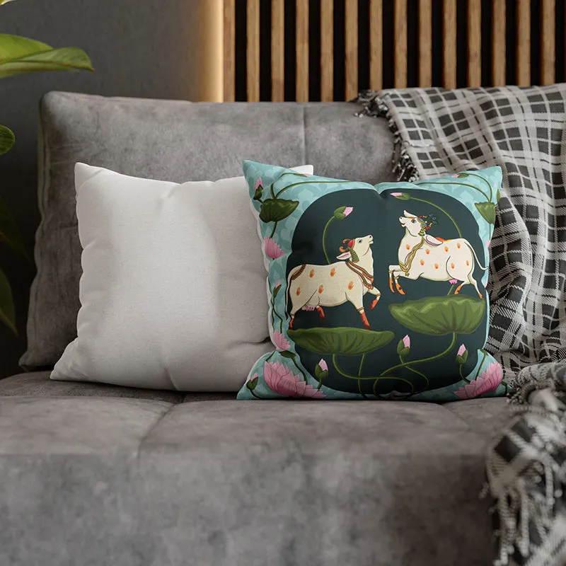 Playful Kamadhenu Velvet Cushion Cover Set - Set Of Two media 6