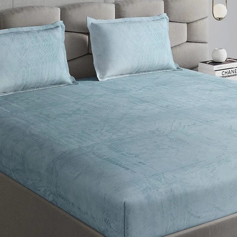 Monte Carlo Color Drift Bedsheet (Sky Blue) - 280 GSM media 3