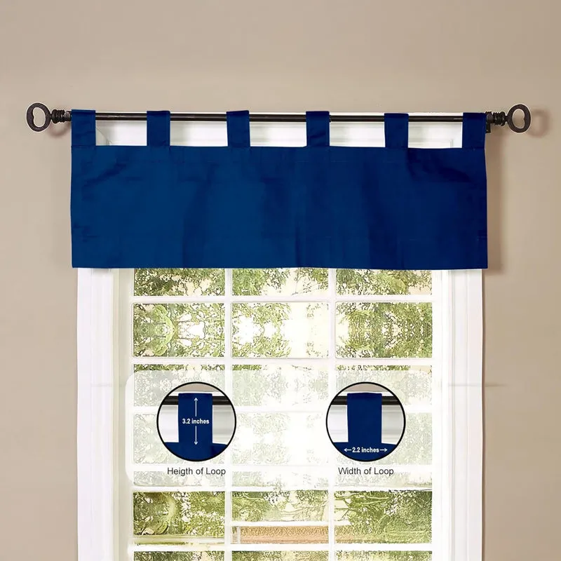 Tab Tale Flat Curtain Valance (Royal Blue) - Set Of Two media 7