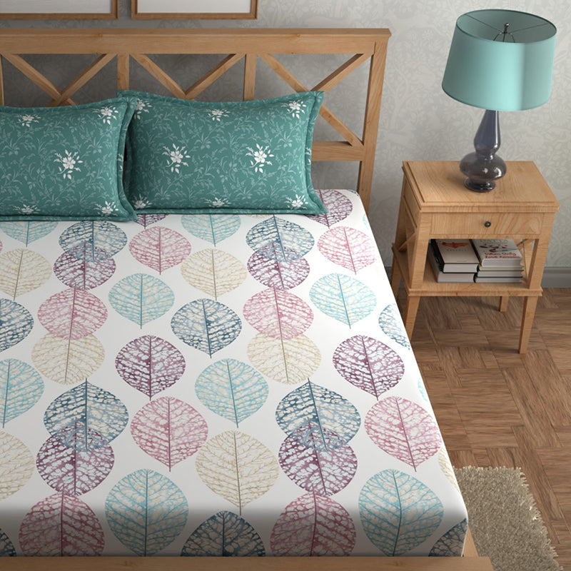 Vibrant Leaf Silhouette Floral Microfiber Microfiber Bedsheet - 150 GSM media 3