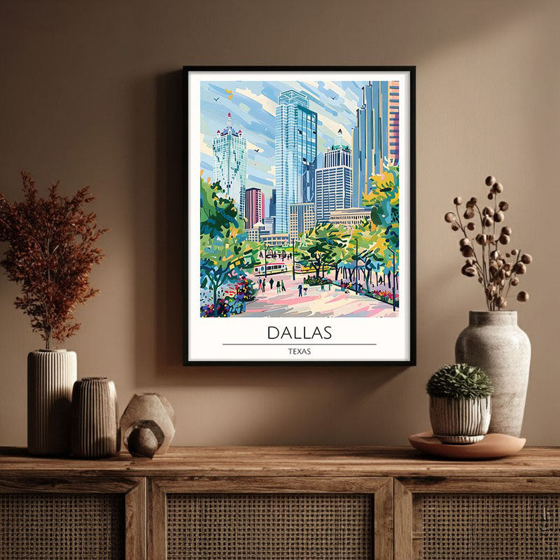 Vintage Dallas Framed Canvas Wall Painting media 3